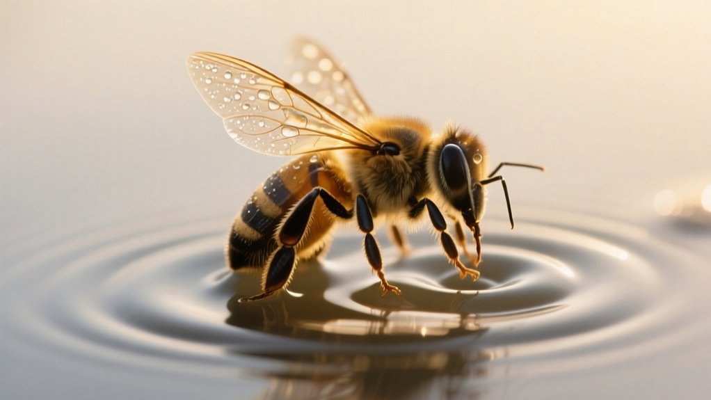 bees swimming and floating