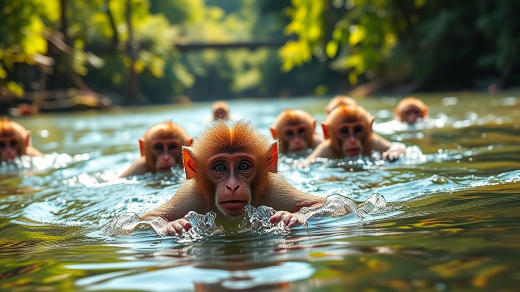 adaptations enhance monkey swimming