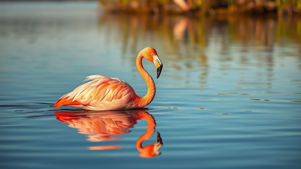 flamingos can swim efficiently