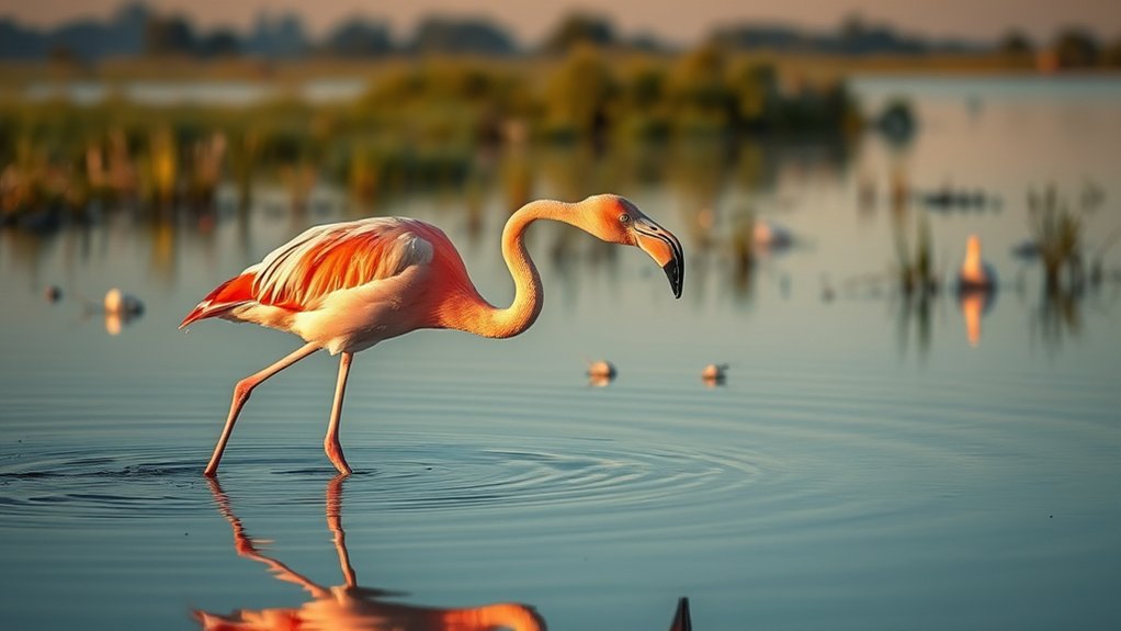 flamingos prefer wading swim