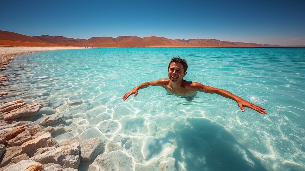 floating in salty waters