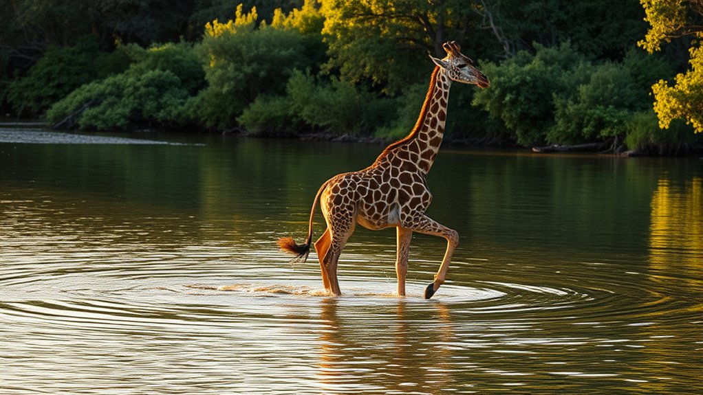giraffes can swim surprisingly