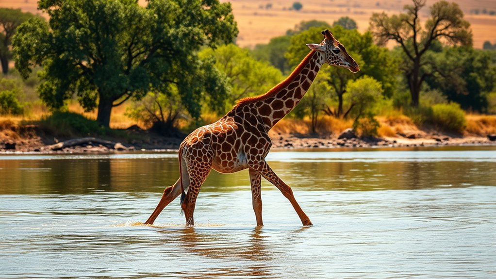 giraffes prefer shallow water