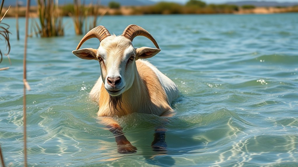 goats swim instinctively for survival