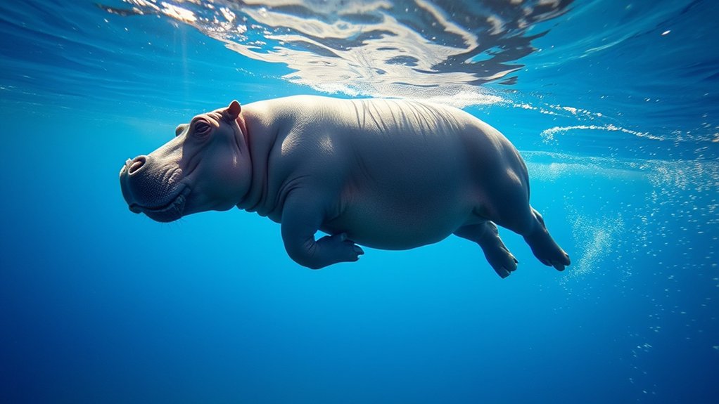 hippos propel through water