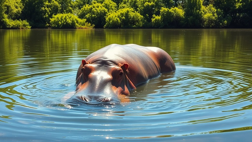 hippos walk underwater not swim