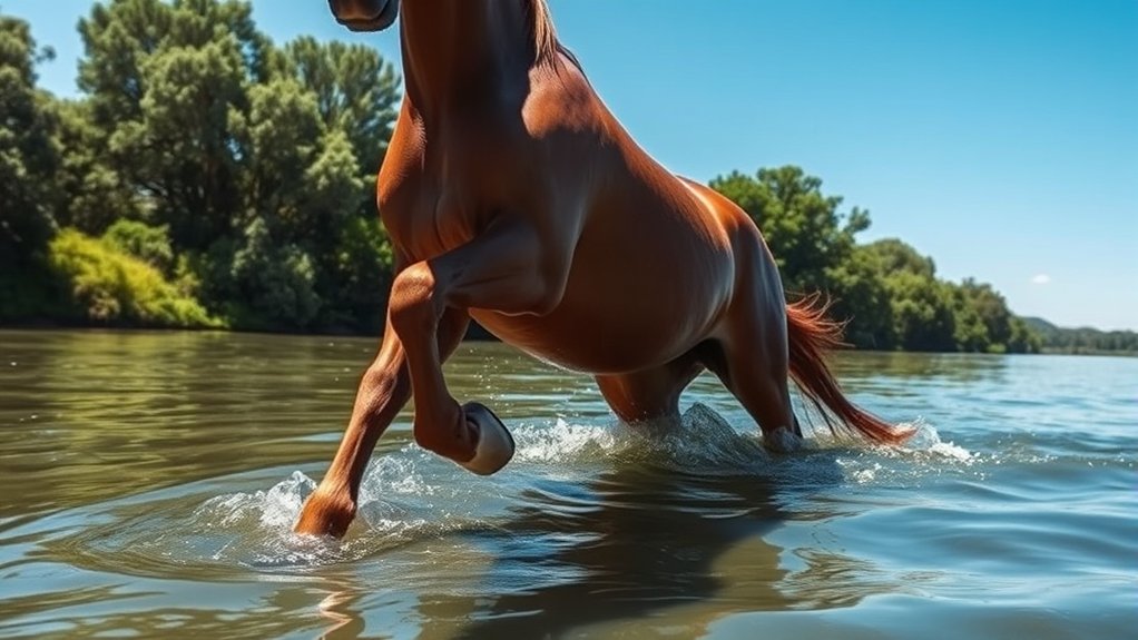 horses swim using paddling technique
