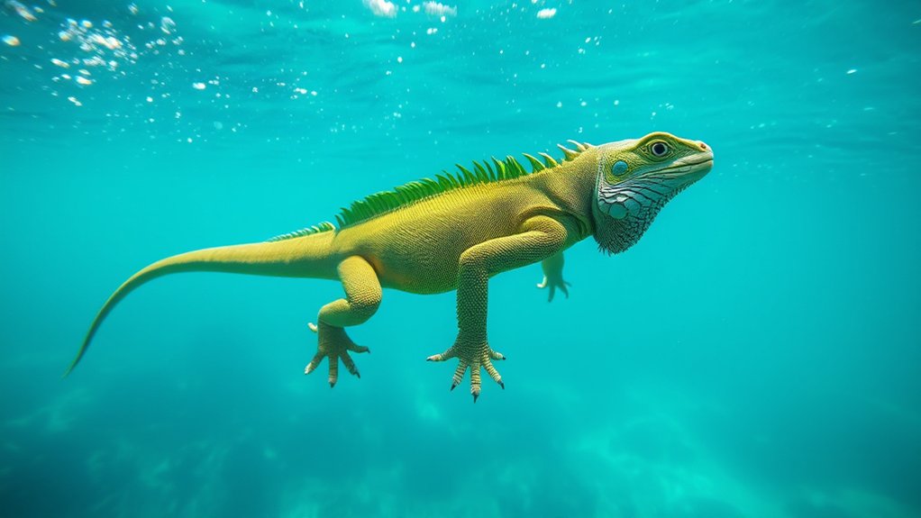 iguanas swim efficiently underwater