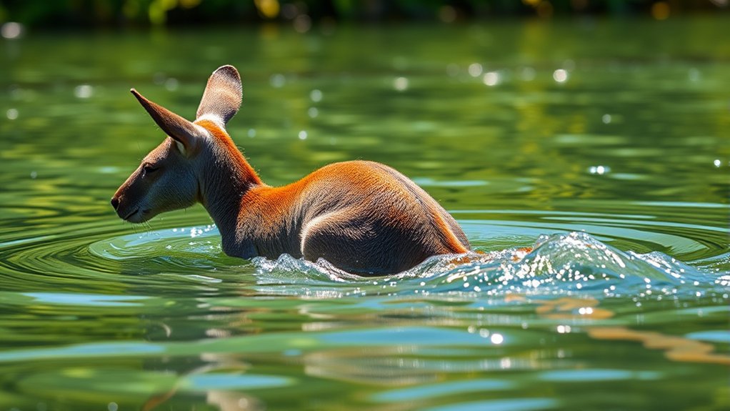kangaroo tail aids swimming