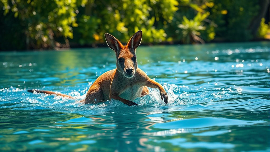 kangaroos are capable swimmers