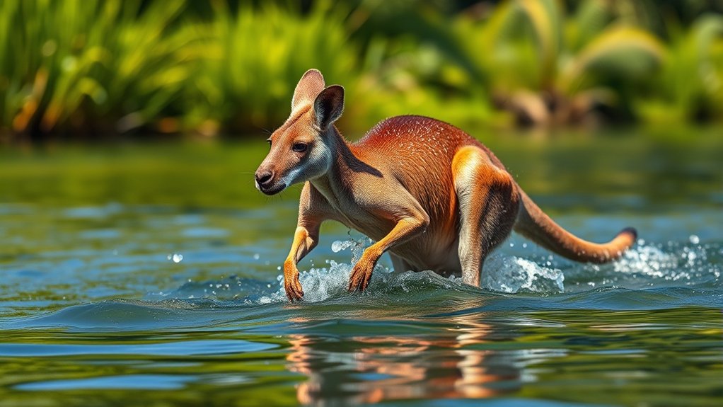 kangaroos swim impressive distances
