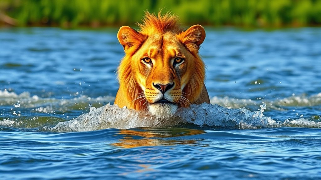 lions adaptive swimming behavior