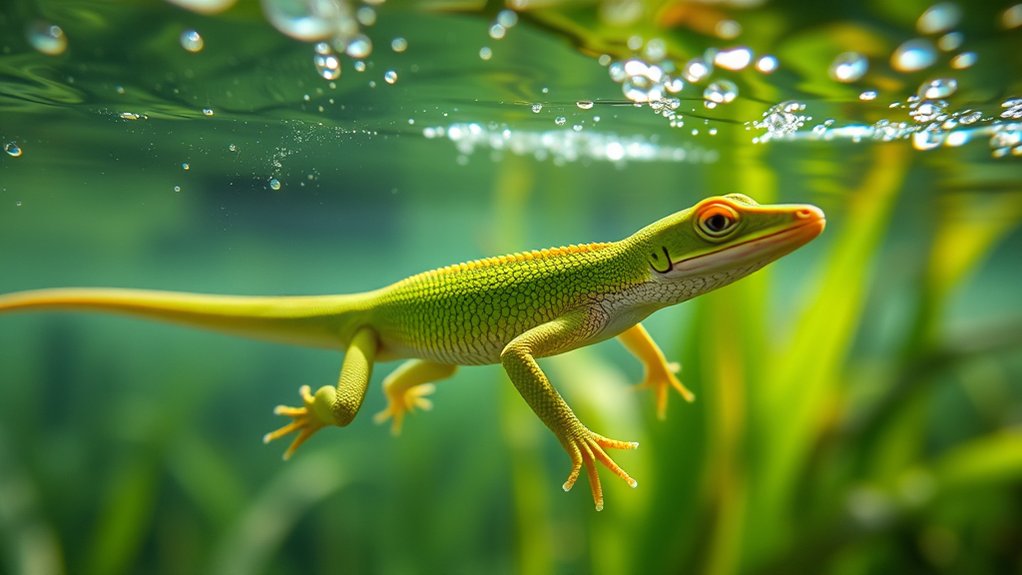 lizards aquatic breathing adaptations