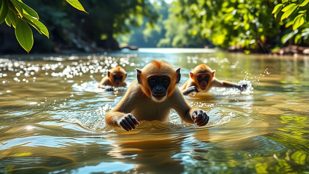 monkeys swimming abilities vary