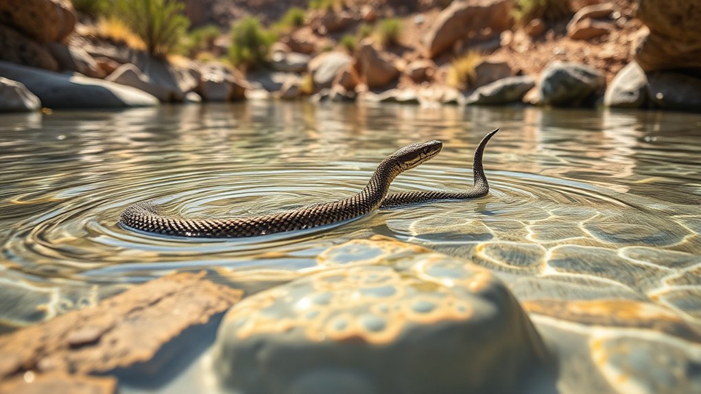 rattlesnakes swim in water