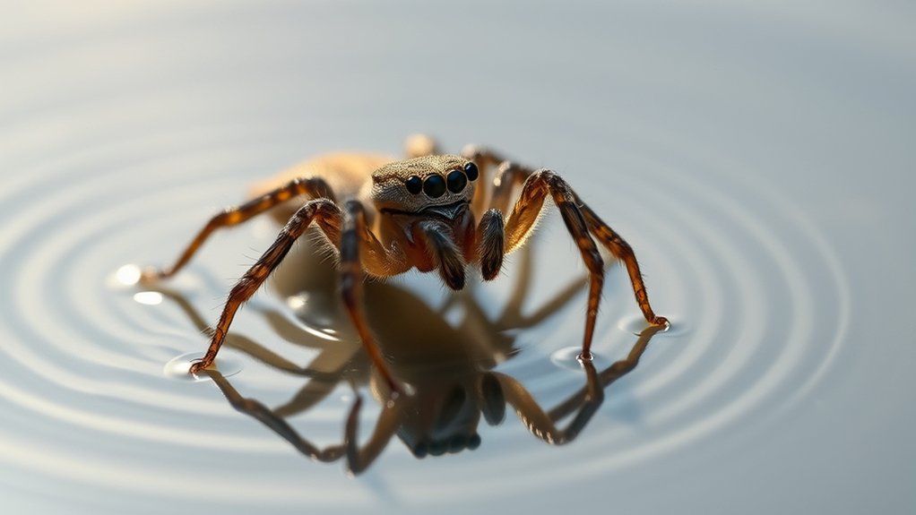 spiders glide on water
