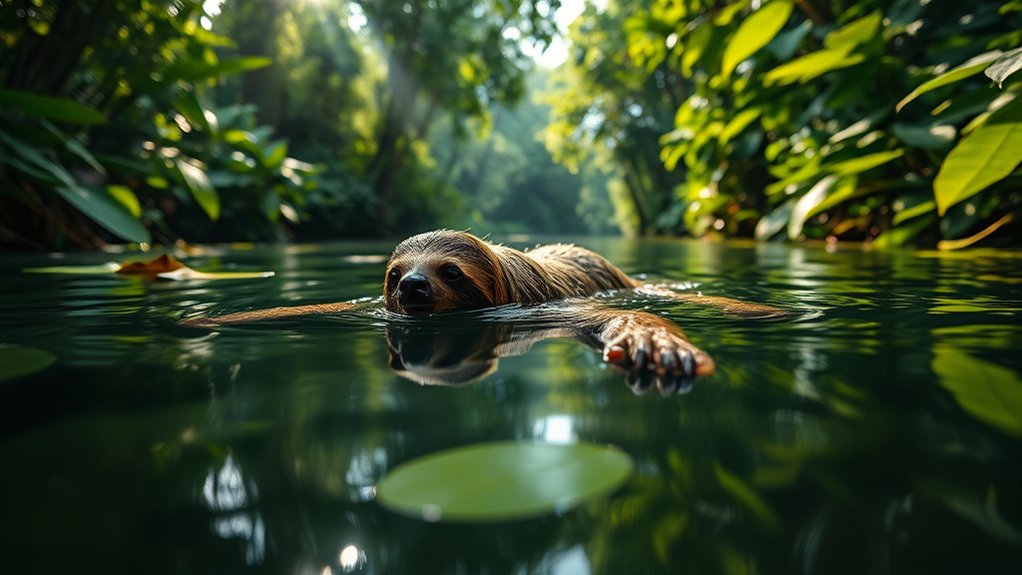 swimming enhances sloth survival