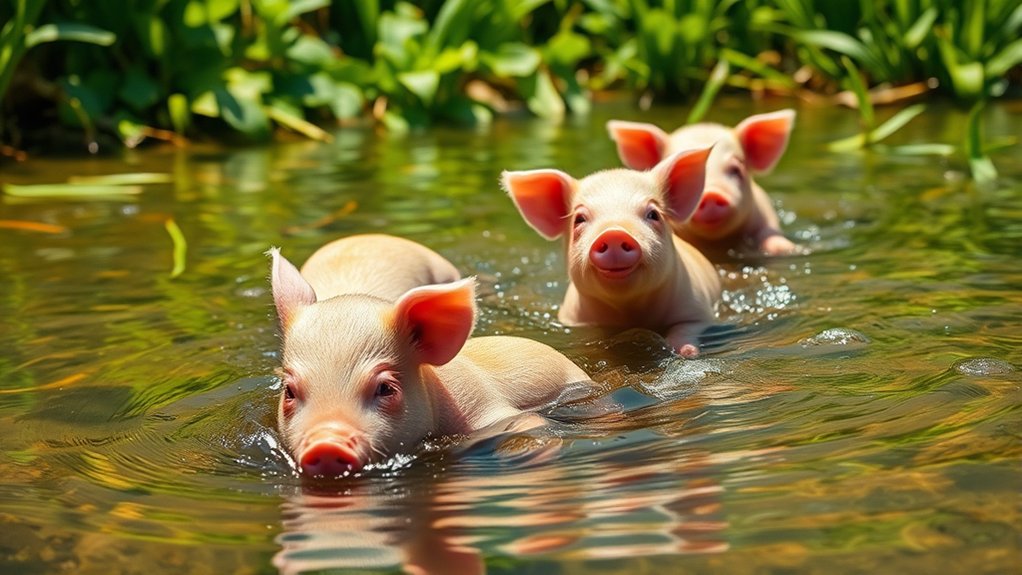 swimming for piglet comfort
