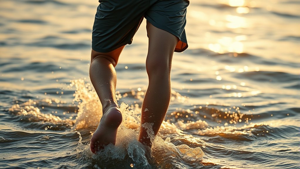 swimming in running shorts