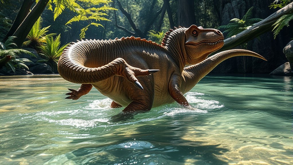 t rex capable of swimming
