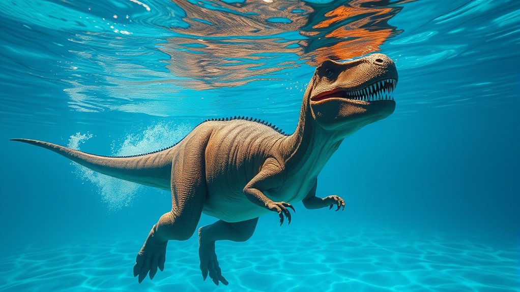 t rex s rudimentary swimming style
