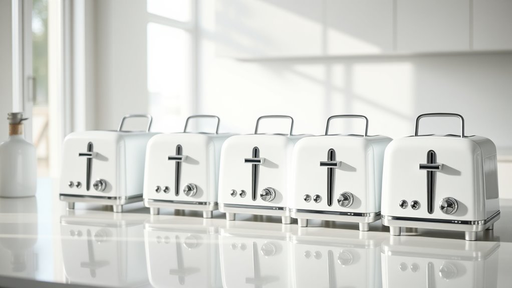 top white two slice toasters